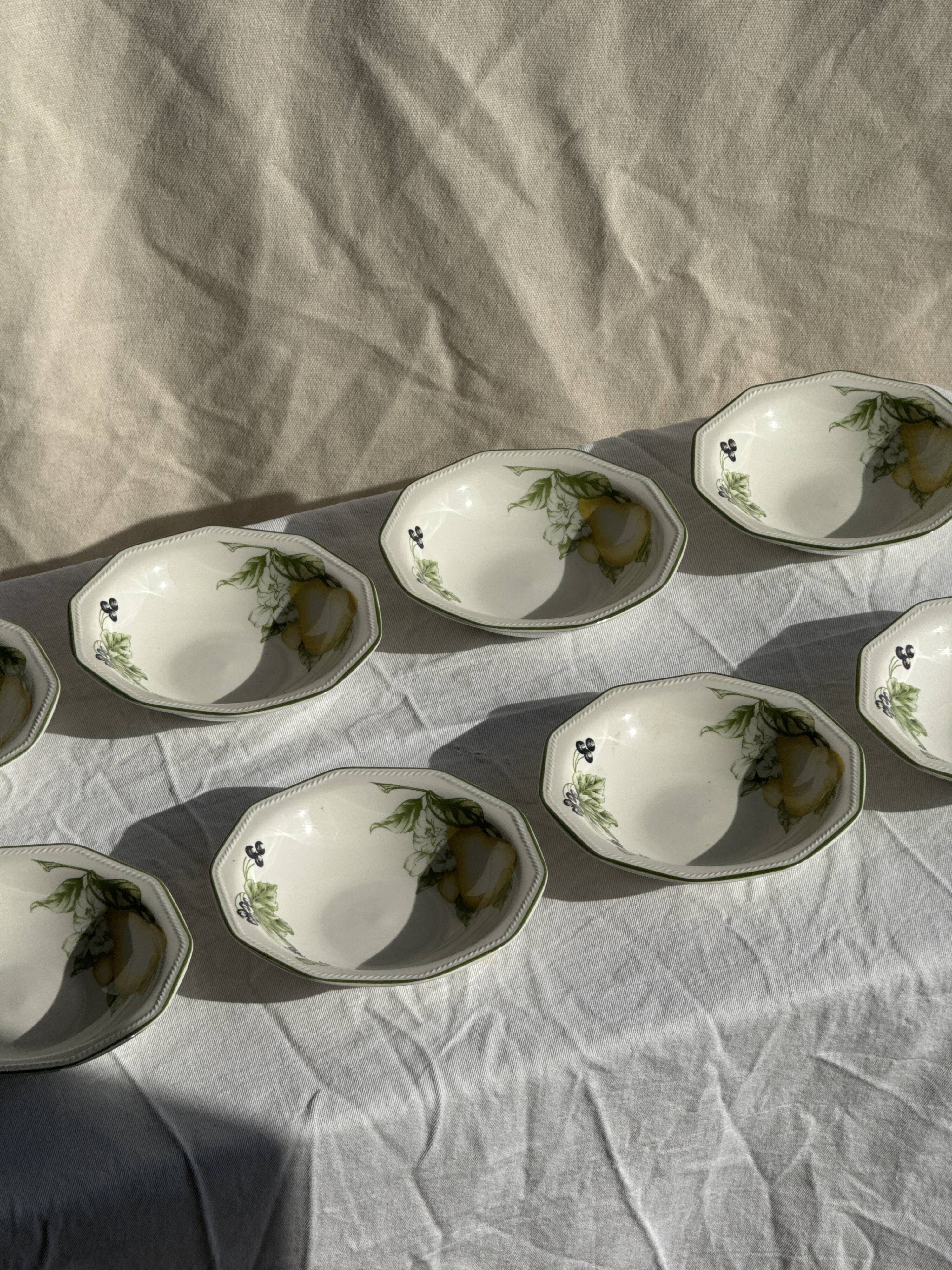 Set of 11 fruit-patterned bowls The Chartwell Collection England D17