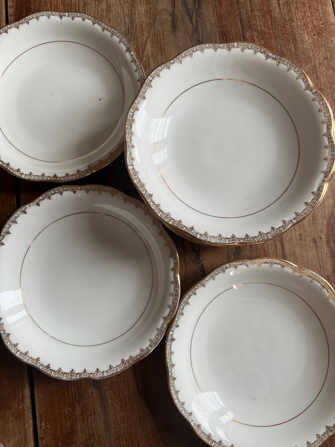 Set of 10 very small soup plates - Pommier Dureil 72 - Porcelain