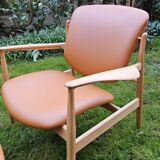 2 "The French Chair" seats by designer Finn Juhl and 1 matching footrest.