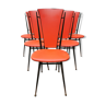 Série de 6 chaises rouges vintage design Colette Gueden  années 60