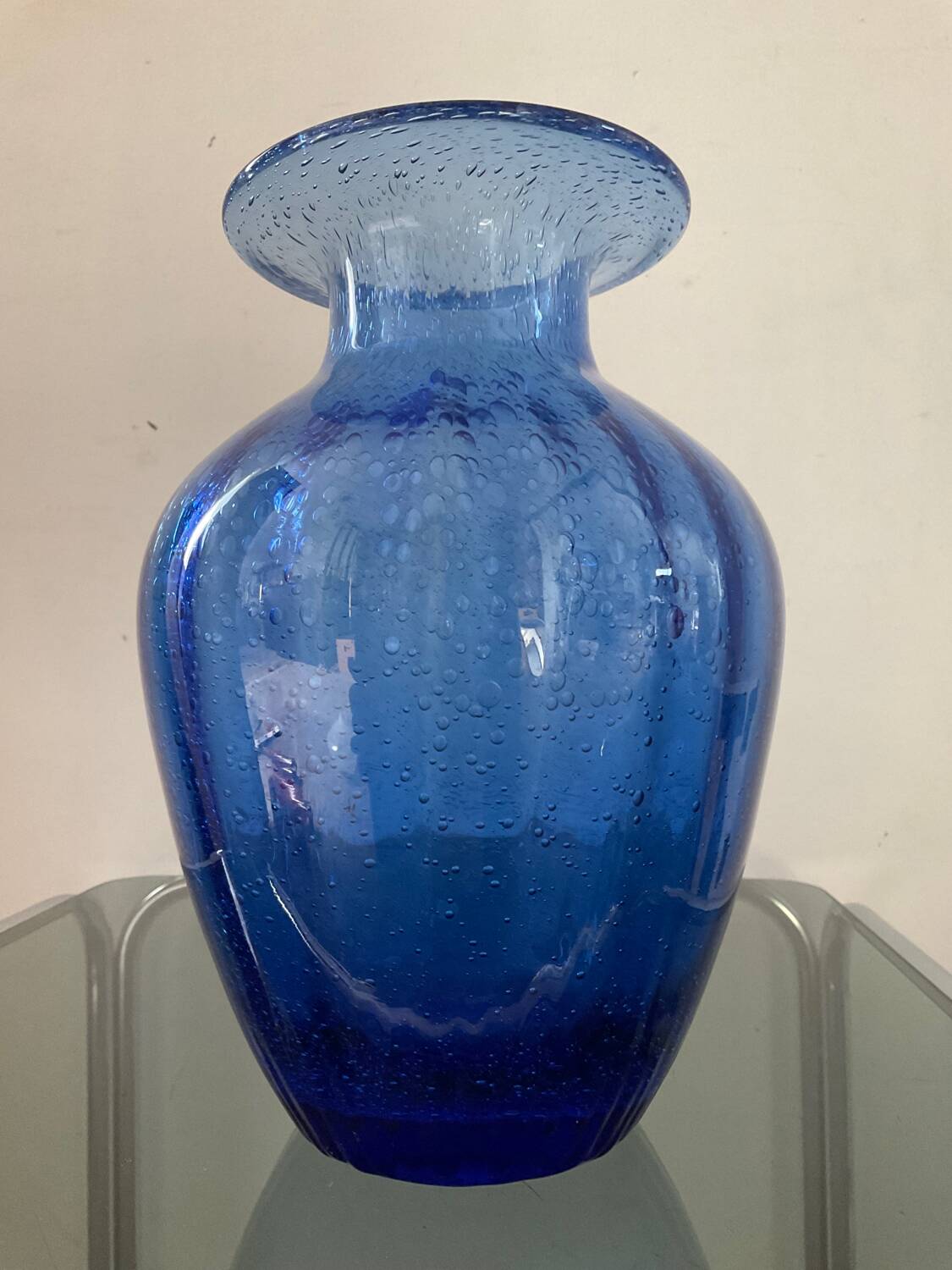 Vase vintage en verre bullé