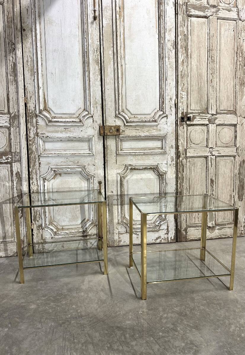 Pair of bronze side tables