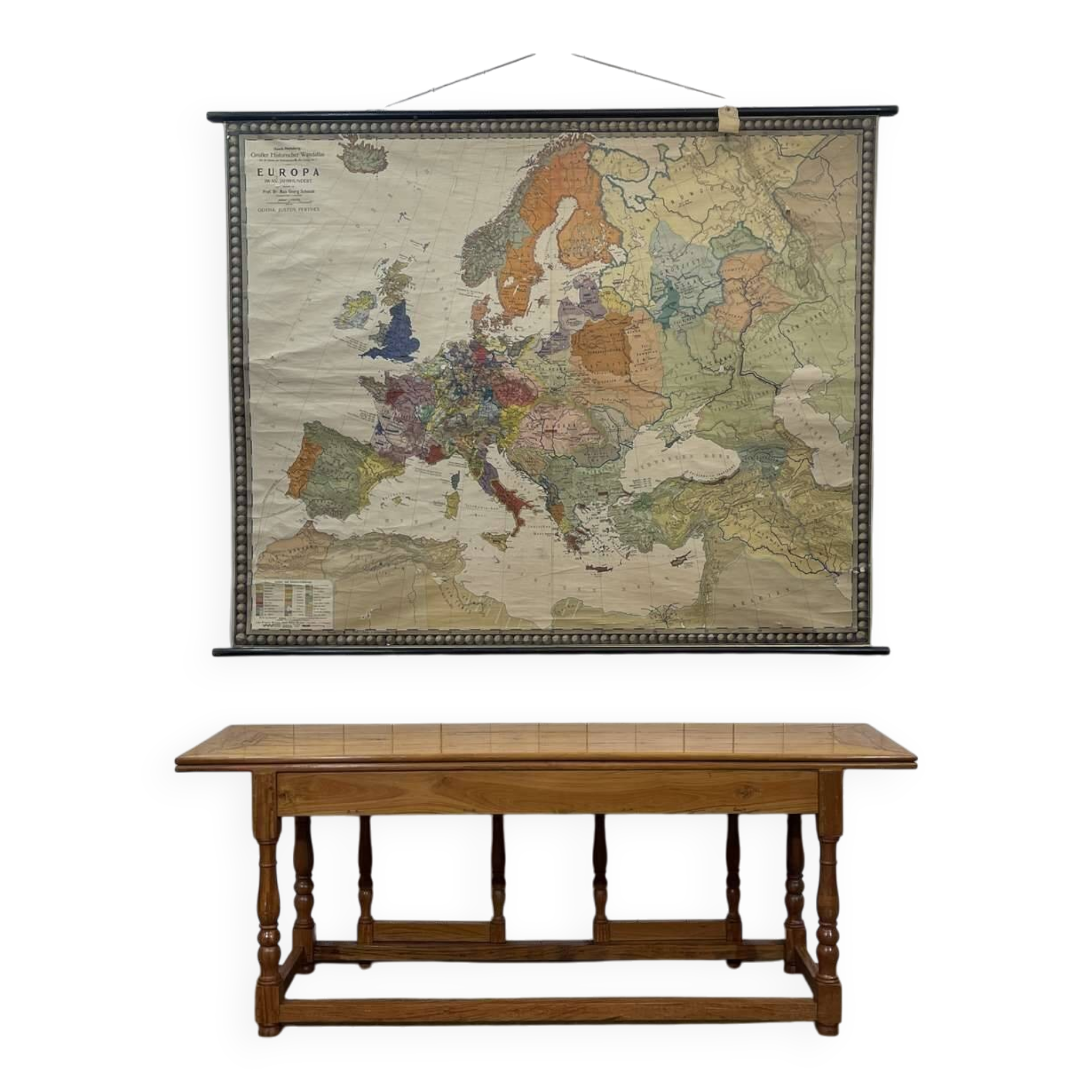 Large folding blond mahogany console - Indian work from the 1980s
