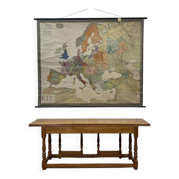 Grande console en acajou blond dépliable - travail indien des années 1980
