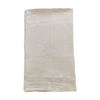 Drap blanc en lin monogrammé