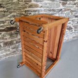 Old vintage pine serving trolley