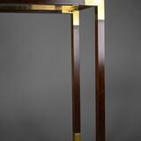 Elegant brass, glass and wood console 1980's