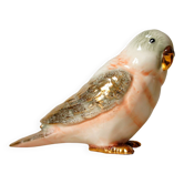 Polychrome & gold ceramic parakeet