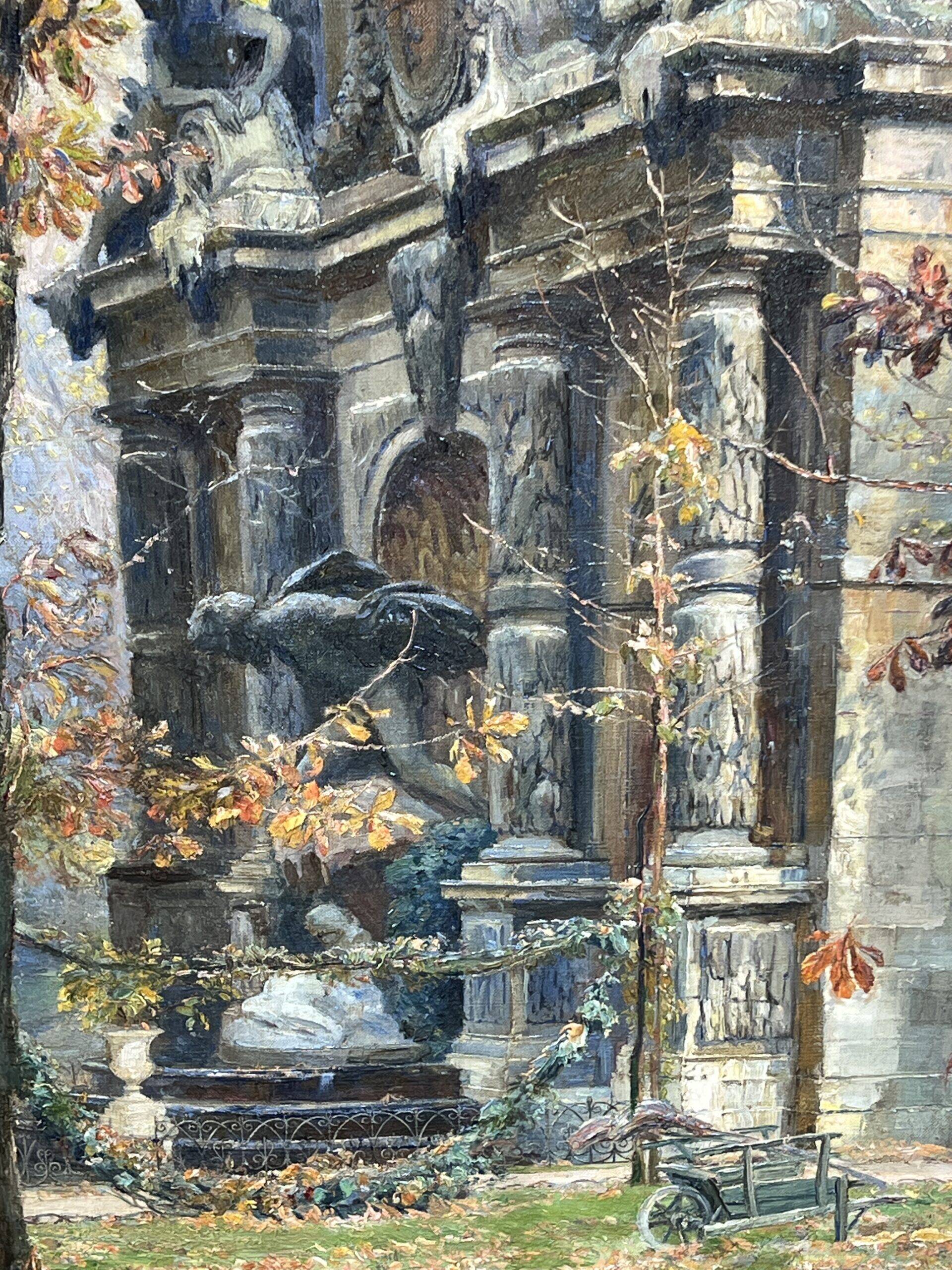 Paul Schaan (1857-1924): The Medici Fountain in the Luxembourg Gardens. Oil on canvas