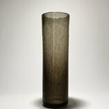 Large smoked and blown glass vase, Verrerie de Bendor 1950