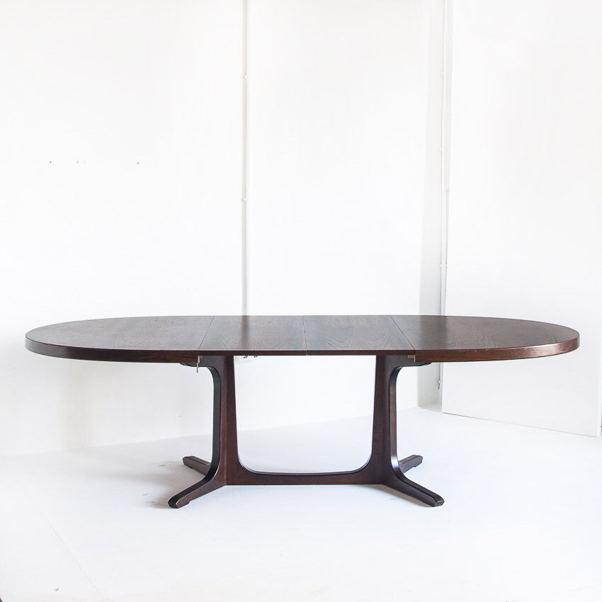 Vintage elm wood table with two extensions, France 1970