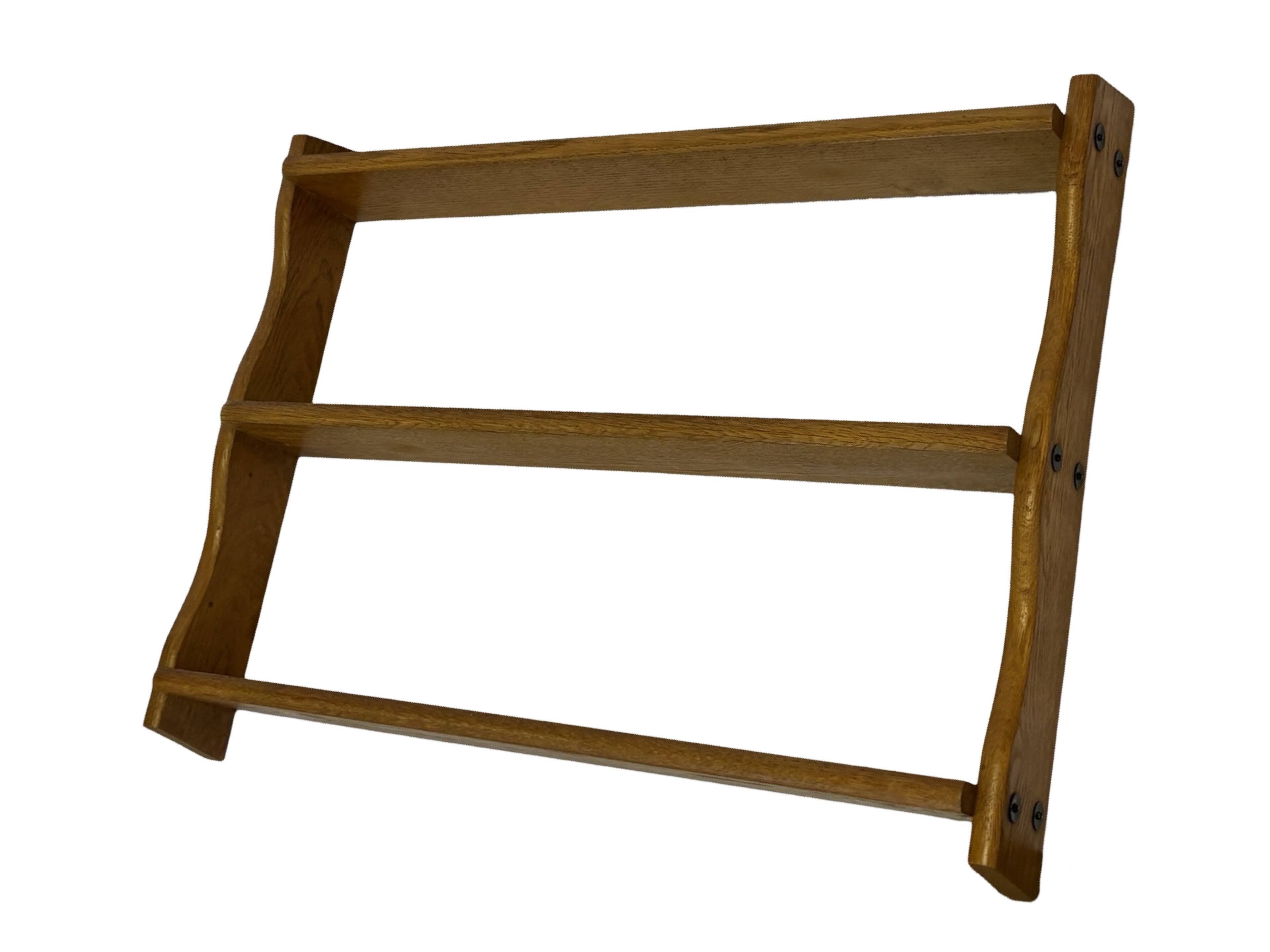 Vintage solid wooden wall rack with 3 shelves 70s oak rack