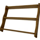 Vintage solid wooden wall rack with 3 shelves 70s oak rack