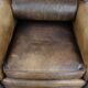Luxury and large cowhide leather wingback chair in English style