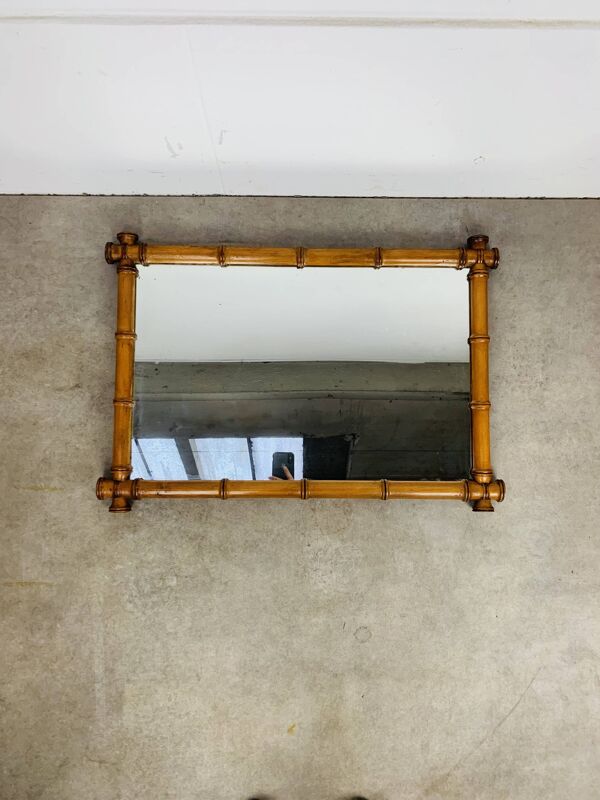 Miroir au mercure, bois effet bambou, fin XIX début XX ème
