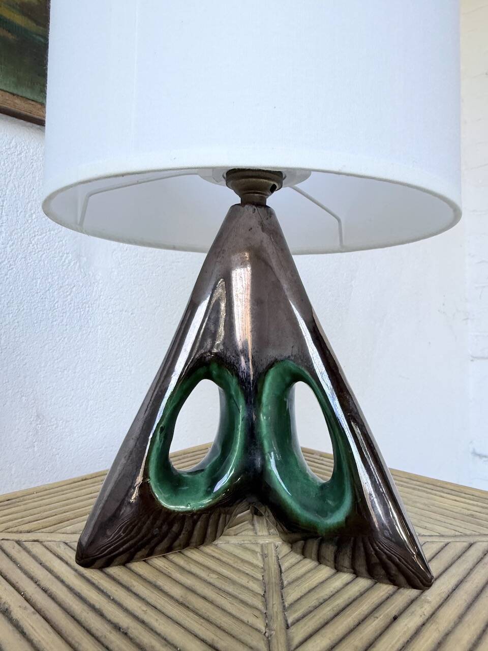 Paire de lampes céramiques forme libre triangle