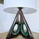 Pair of ceramic lamps in free-form triangle shape