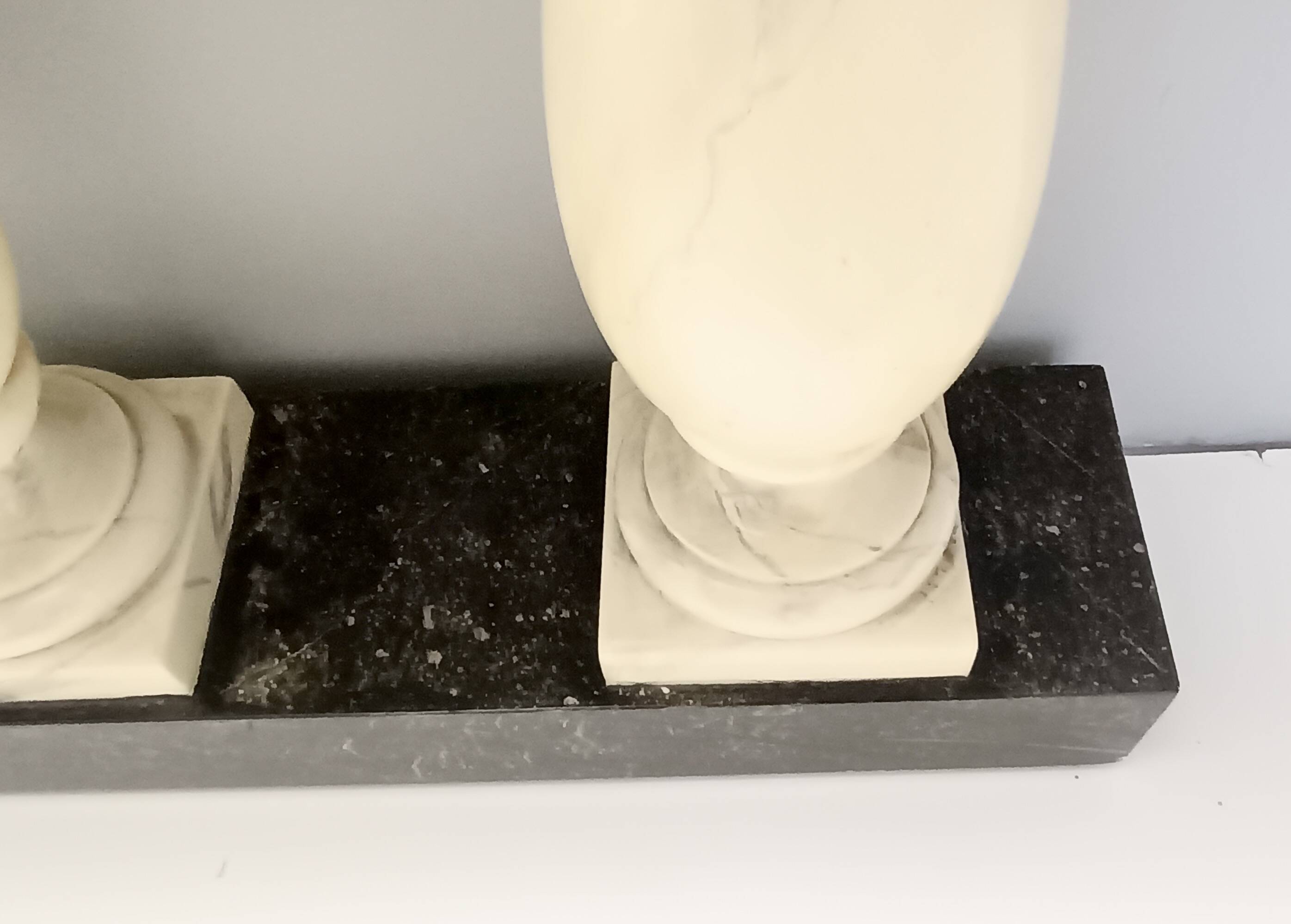 Ivory Hand-Painted Beech Console / Balustrade with a Marble Effect and Two