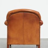 Cognac-Colored Armchair Made of Cowhide Leather