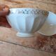 Set of 3 white and gold antique bowls - porcelain cups