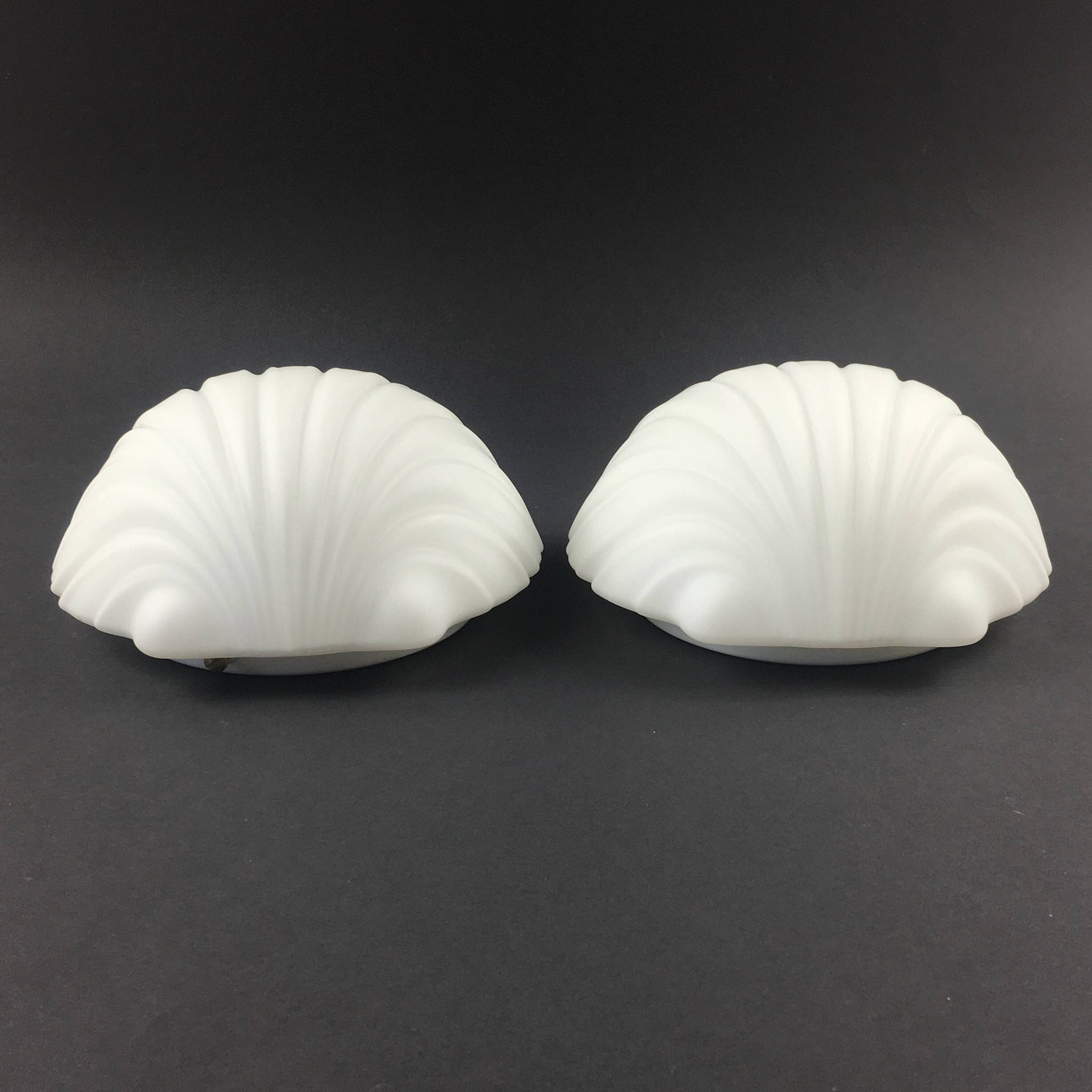 Pair of Opaline Glass Shell-Shaped Wall Lights from Limburg, Germany, 1970s