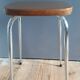 chrome Formica stool, brown seat 60s / Vintage