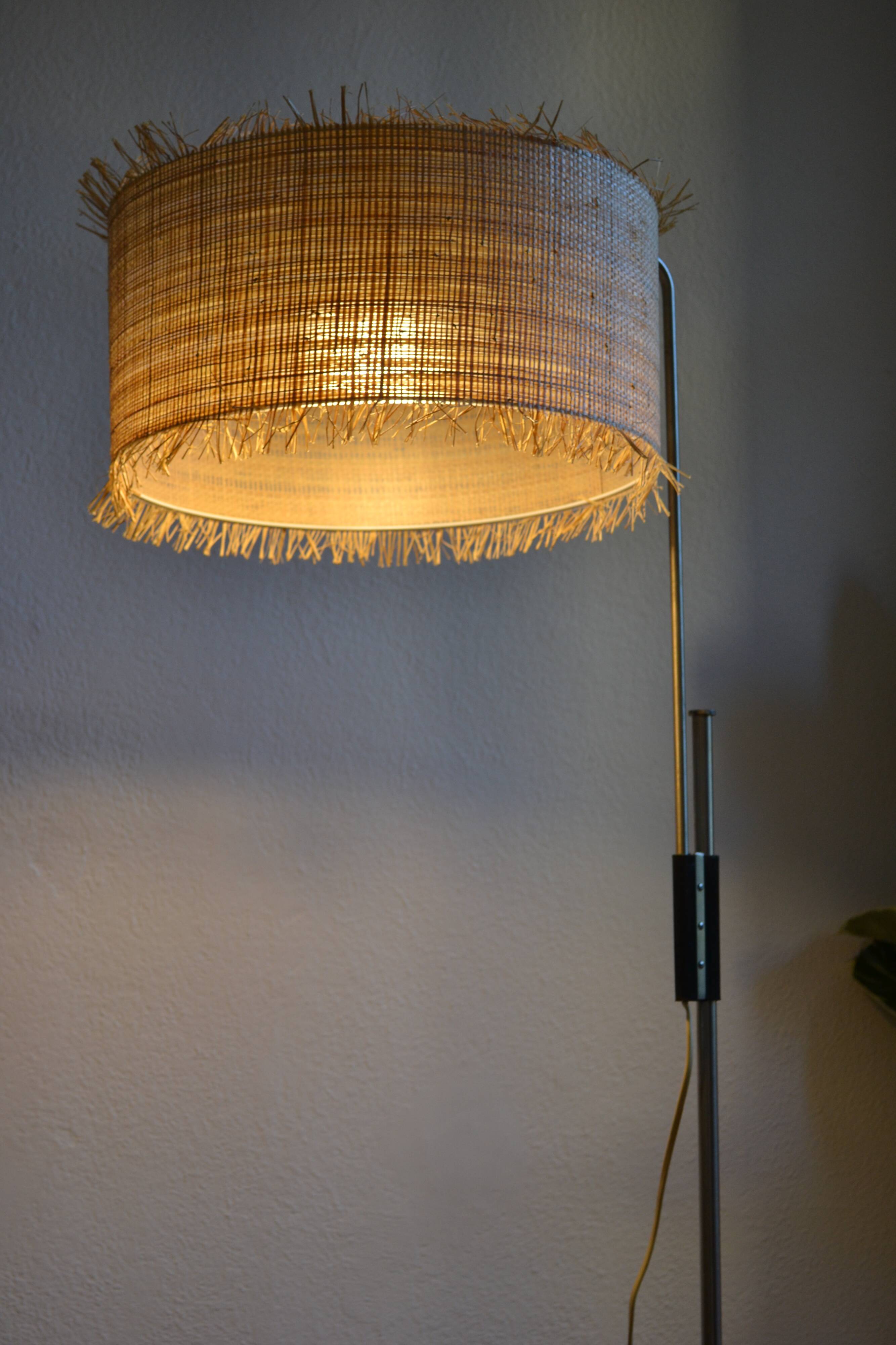 Vintage modernist reading floor lamp with table Poland 1960
