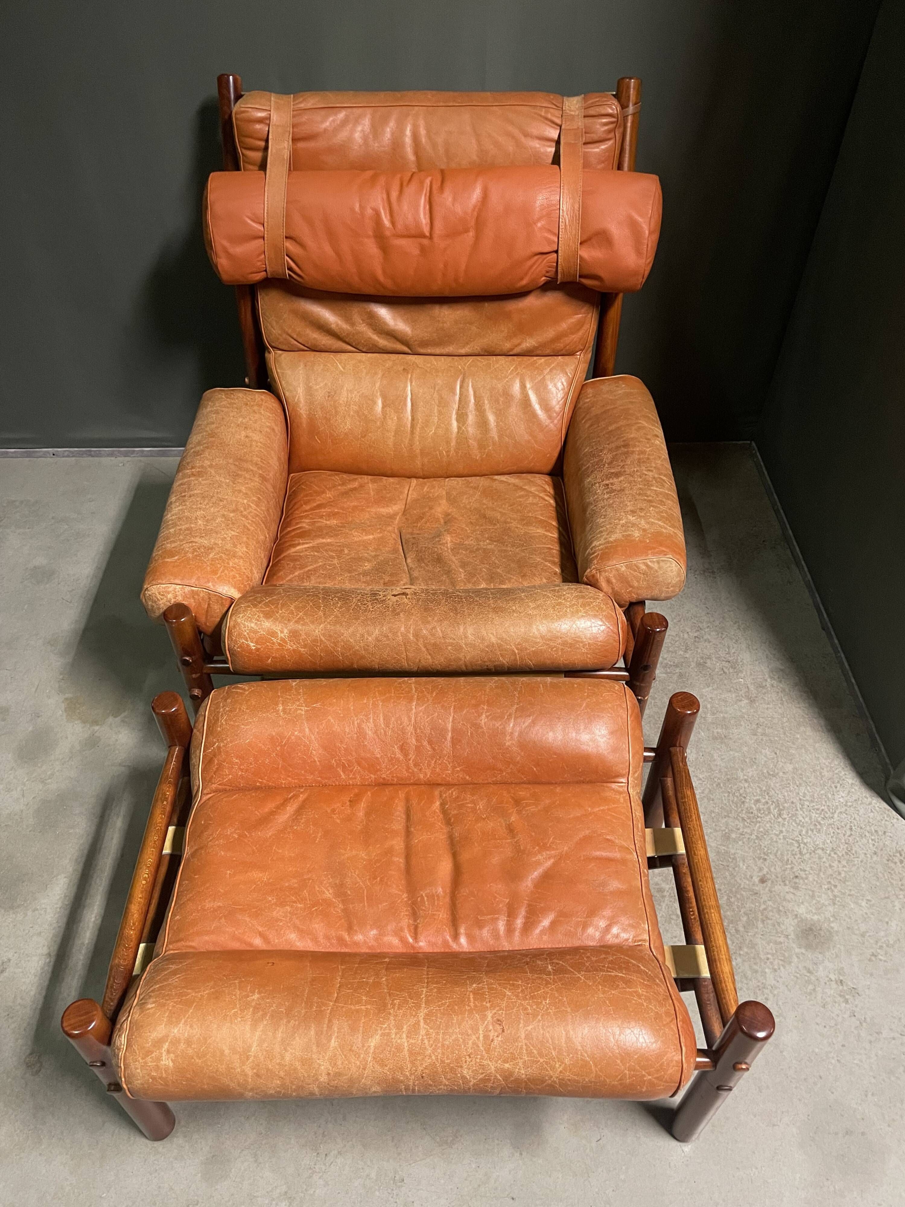 Arne Norell Inca Lounge Chair and footstool Sweden 1960's
