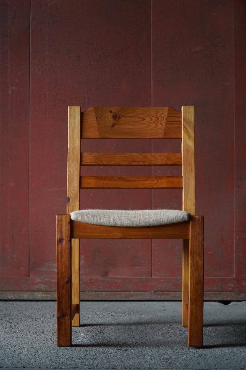 Set of 6 brutalist pine chairs, Hans Frydendal, Danish modernism, 1970s.