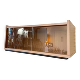 Pink glass wall bookcase, 1960
