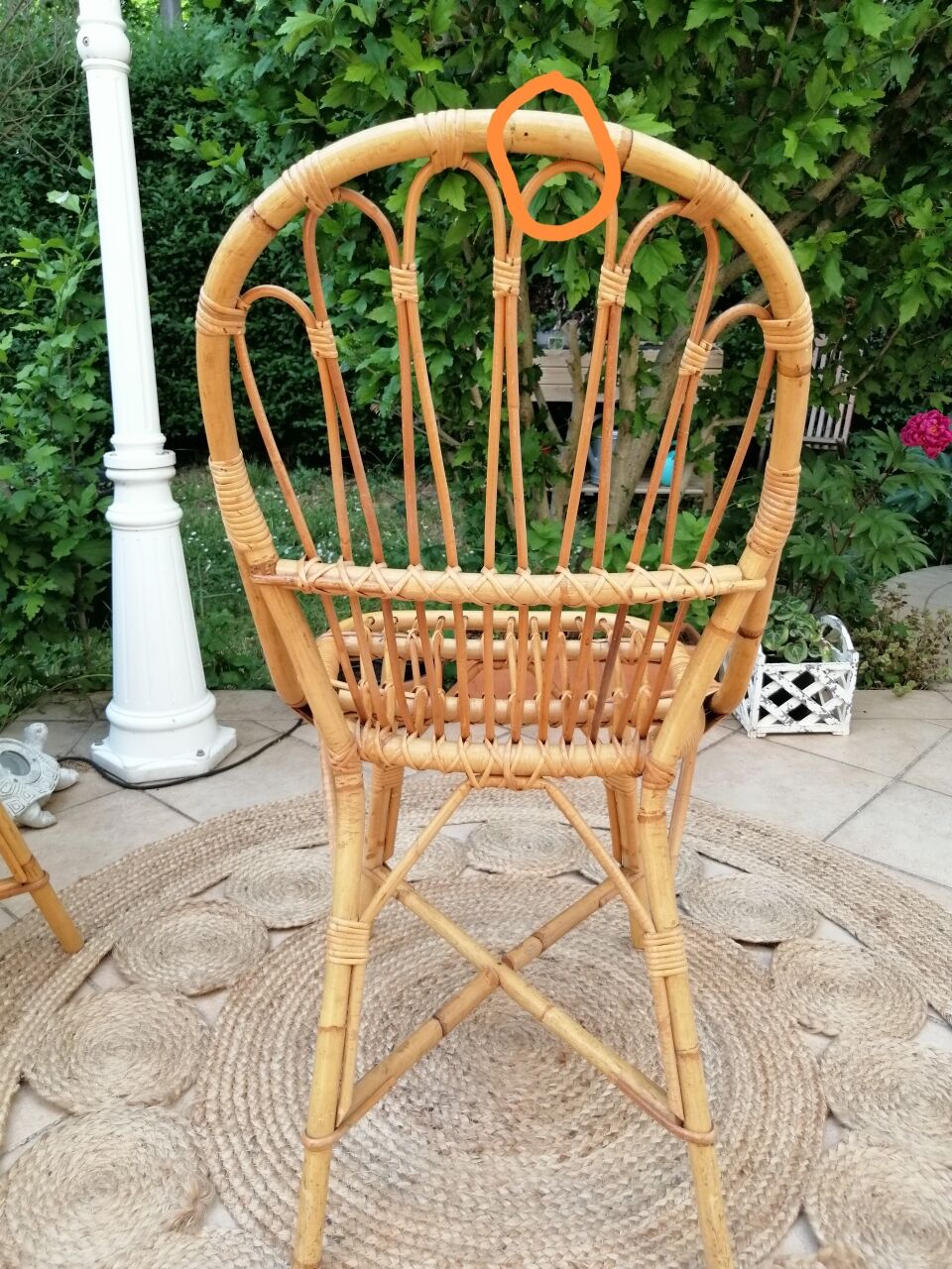 Series of 4 vintage rattan chairs.