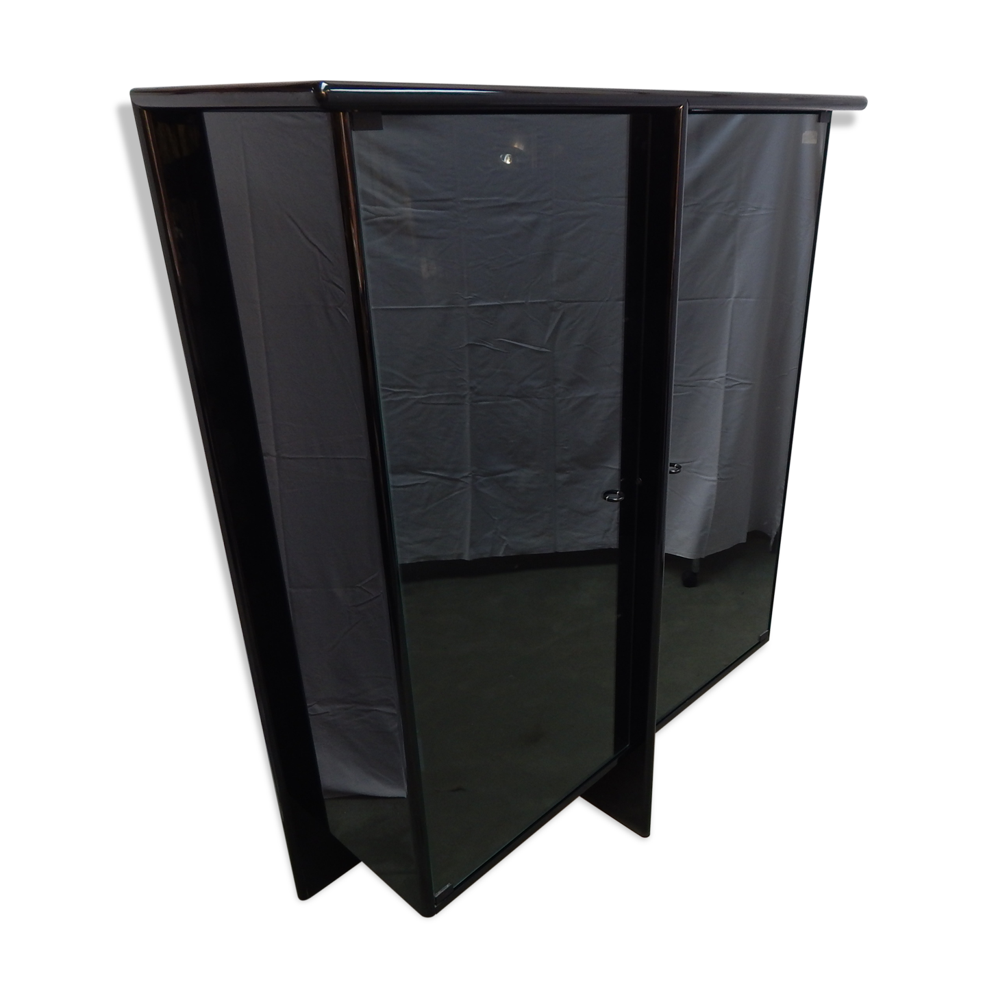 Vitrine laqué noir design Behr années 80