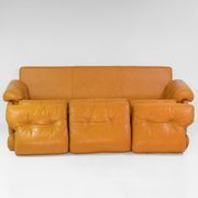 Vintage Coronado Brown Leather Large Sofa by Tobia Scarpa for C&B Italia