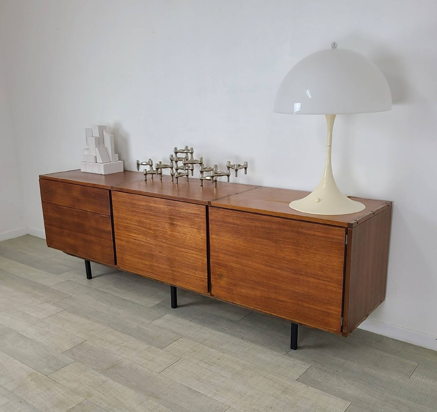 Vintage ARP sideboard in teak 1960s design Guariche Minvielle