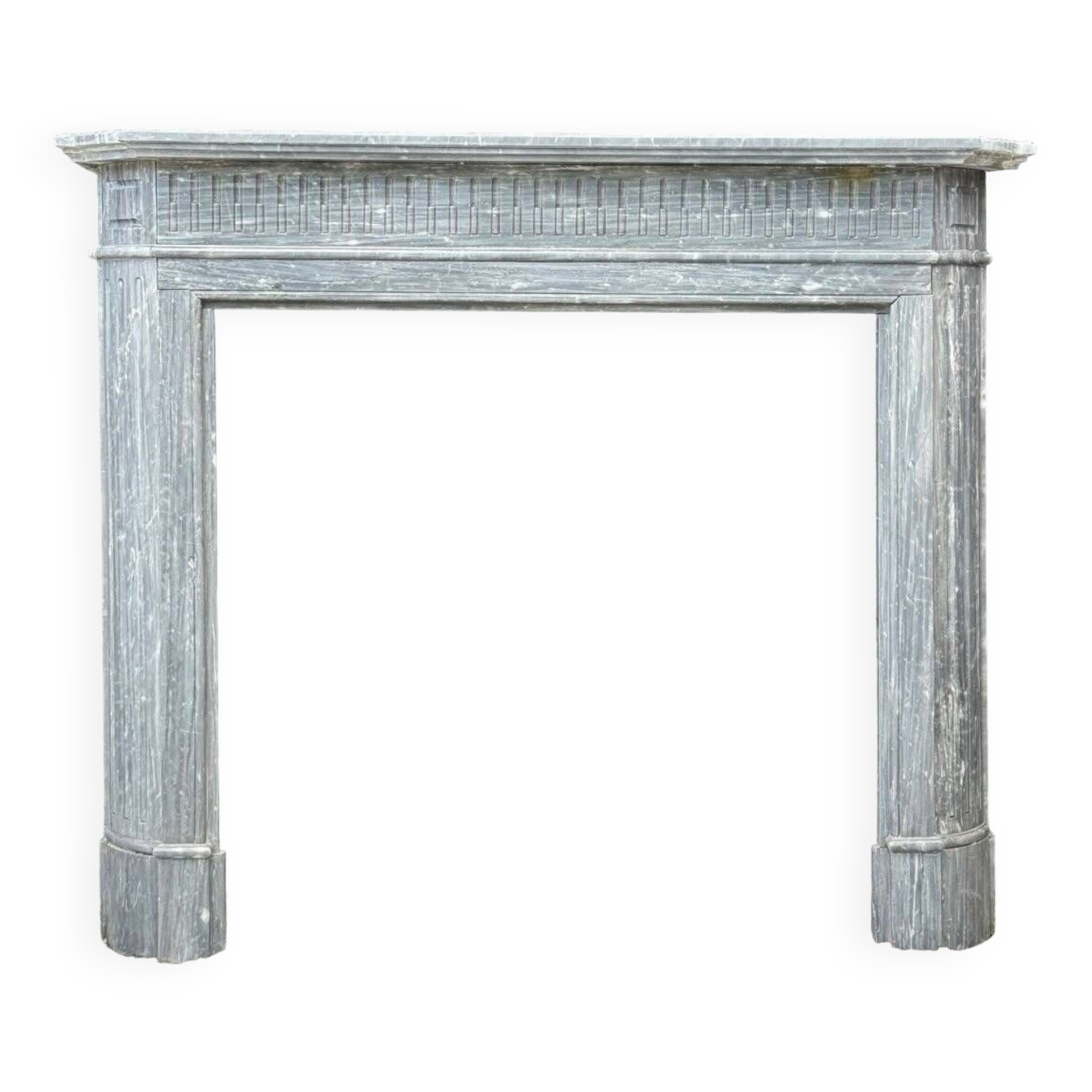 Half-moon Louis XVI Style Fireplace In Turquin Blue Marble Circa 1900