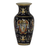 Gien earthenware vase on XX century blue background