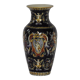 Gien earthenware vase on XX century blue background