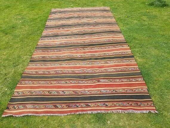 Vintage Turkish kilim handwoven 174x334 cm