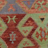 Red Blue Geometric Kilim Rug 112x207Cm SK 35319