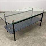 Table basse en métal et verre, années 50