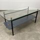 50s metal and glass coffee table