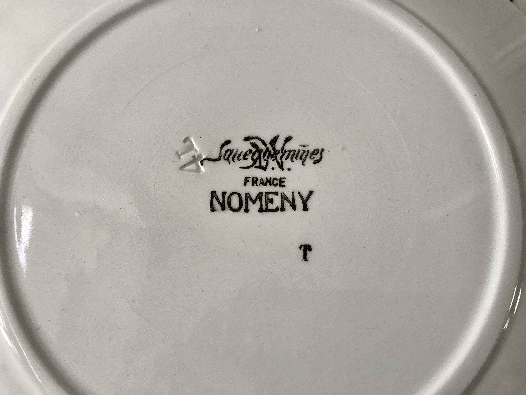 set of 6 flat plates Sarreguemines model "Nomeny" art deco 30s