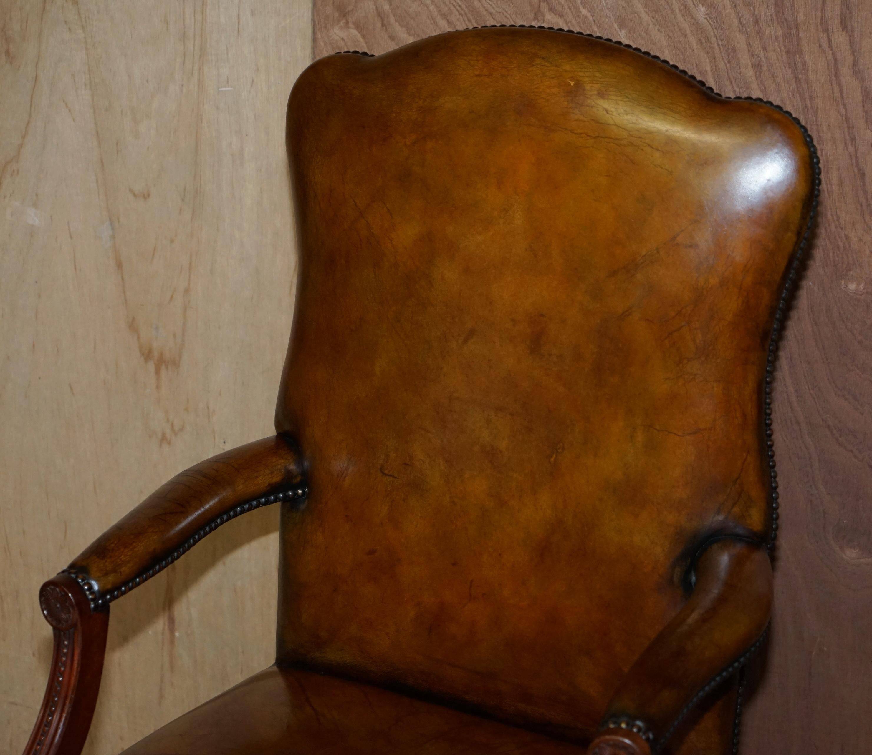 Restored vintage executive chair, leather, oak frame.