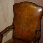 Restored vintage executive chair, leather, oak frame.