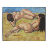 Vintage large painting oil on canvas – Two reclining figures