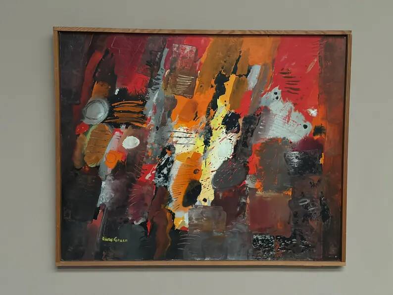 Original Swedish Oil on Panel – “Composition” by Kulo Green (1913–1972) – Signed – Vintage & Framed