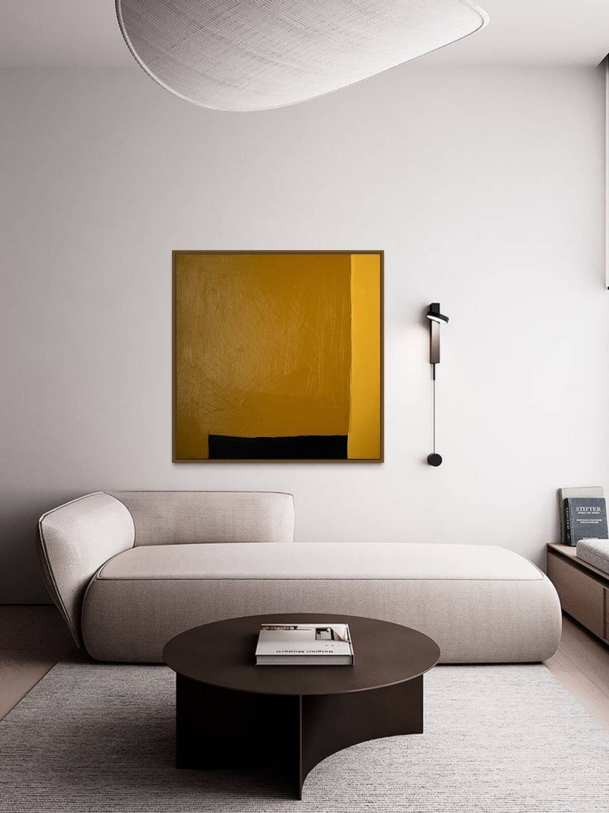 Abstract yellow-ochre canvas 80x80cm