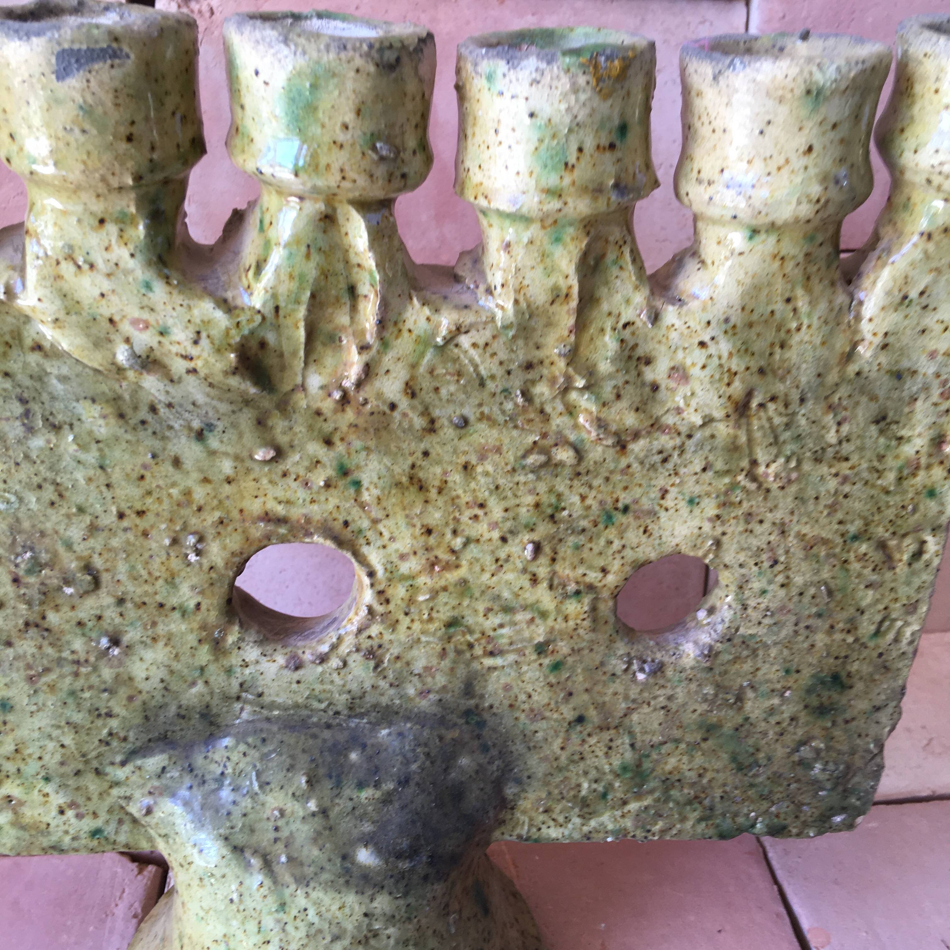 Tamegroute pottery menorah candle holder