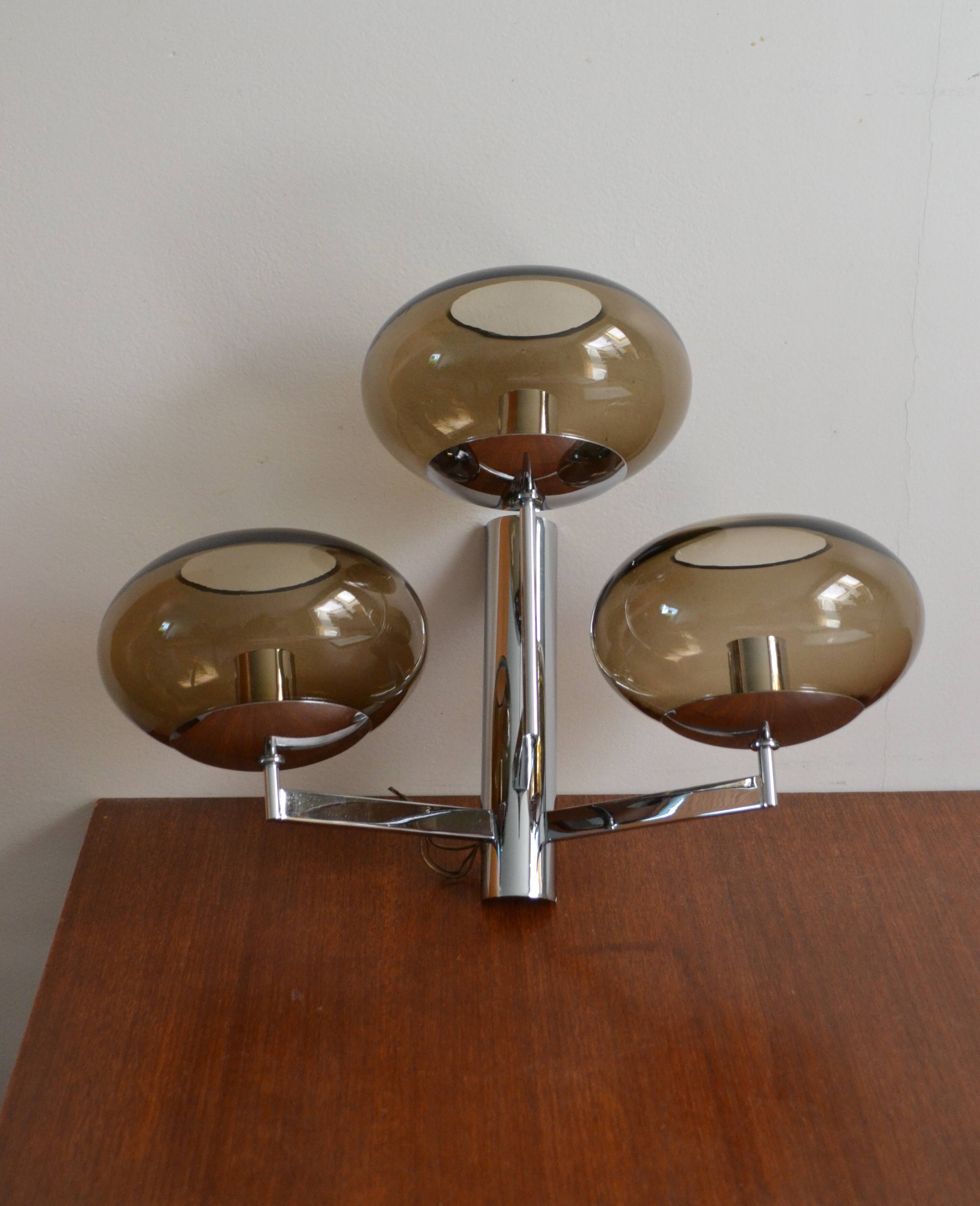 Wall lamp from Sciolari triple chrome and smoked glass