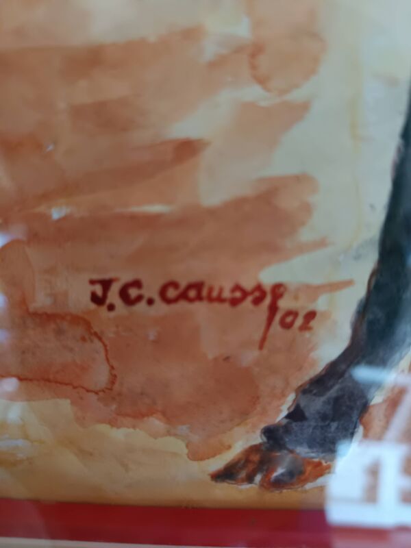 Huile sur papier signée de l'artiste  sculpteur Jean Claude Causse